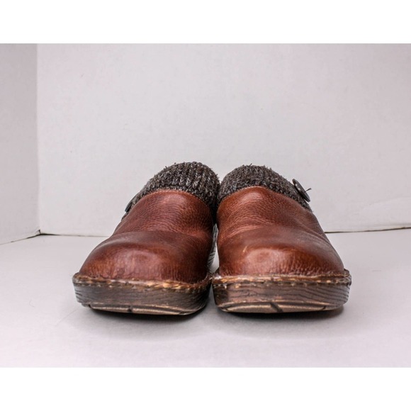 Bjorndal Madge Clog Mules Brown Leather Knit Fabric Lining Size 10 - Picture 3 of 6